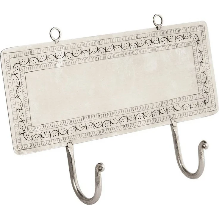 Marrakesch Orient & Mediterran Interior Kleiderhaken Gancho para ropa Punita, en color plateado, de hierro macizo, 30 cm, (1-St), Handarbeit – Bild 1