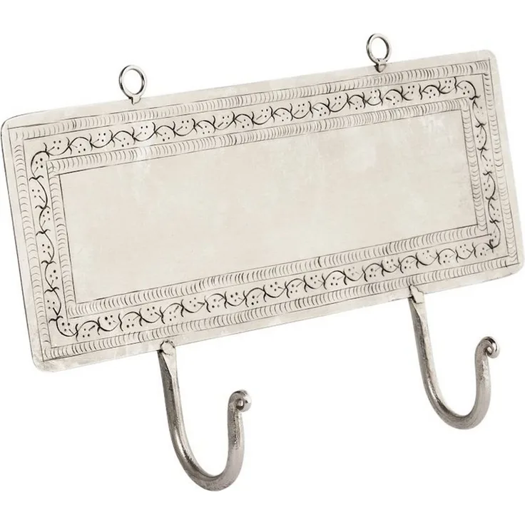 Marrakesch Orient & Mediterran Interior Kleiderhaken Gancho para ropa Punita, en color plateado, de hierro macizo, 30 cm, (1-St), Handarbeit