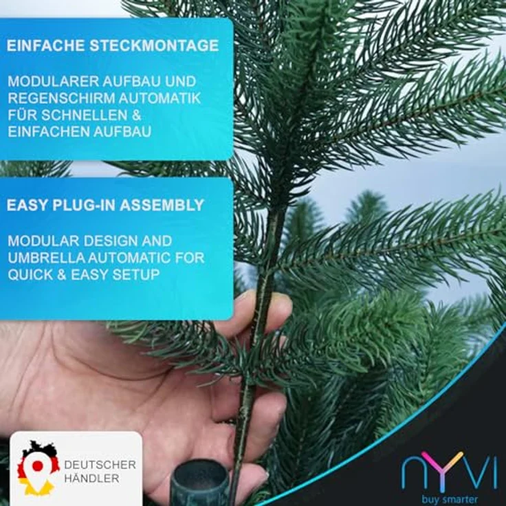 NYVI Künstlicher Weihnachtsbaum Weihnachtsbaum NYVI-Xmas Premium aus 100% Spitzguss Absolut Lebensecht, Künstlicher Tannenbaum B1 Schwer entflammbar Metallständer – Bild 6
