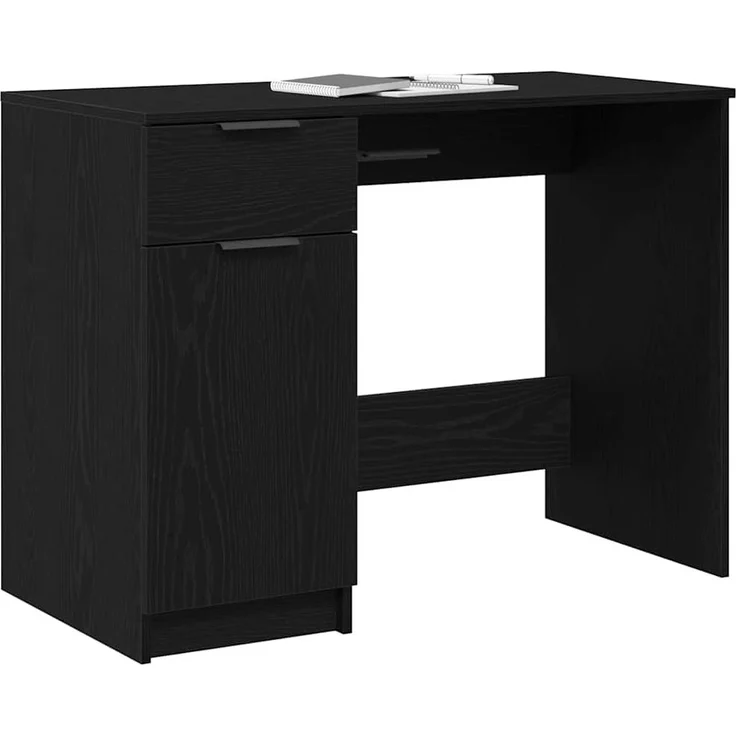 vidaXL Schreibtisch mit Speicher Schwarz Eichen-Optik 100 x 50 x 75 cm 862779 – Bild 2