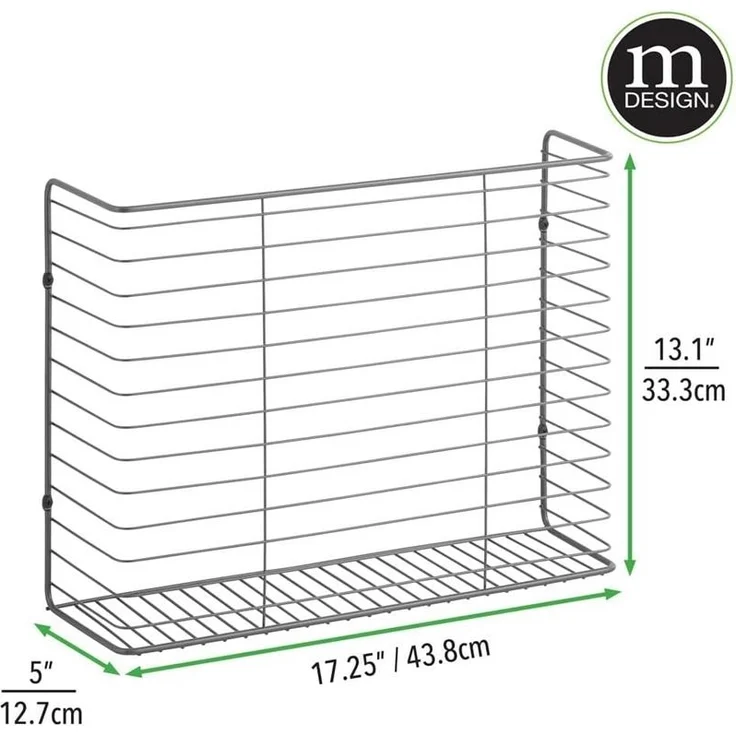 mDesign Wandregal Ablage Aufbewahrung Regal Drahtkorb Metall Grau – Bild 2