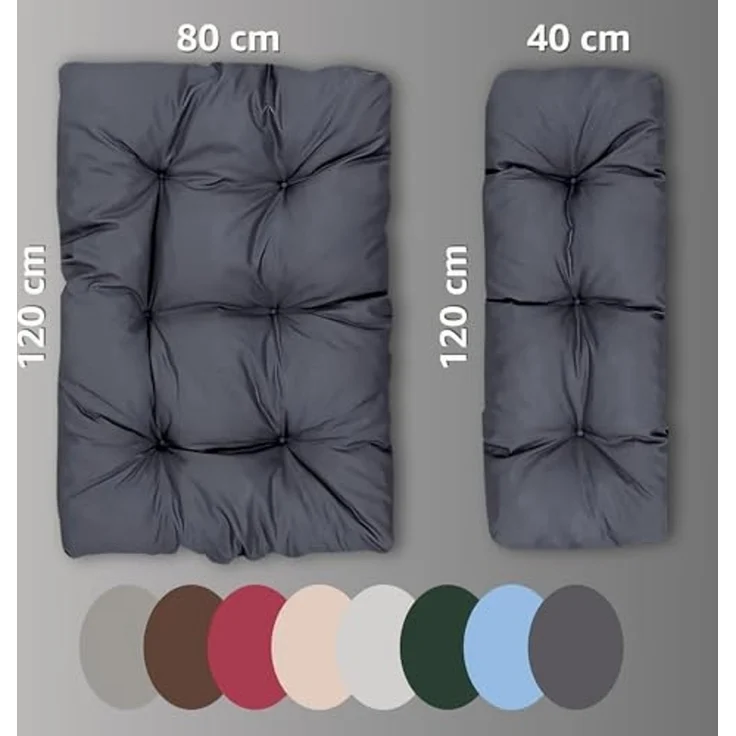 Amazinggirl Palettenkissen Outdoor Kissen Set: Rückenkissen 40x120 cm und Sitzkissen 80x120 cm - Auflagen für Paletten Europaletten Palettensofa und Palettenmöbel Palettenpolster Braun – Bild 2