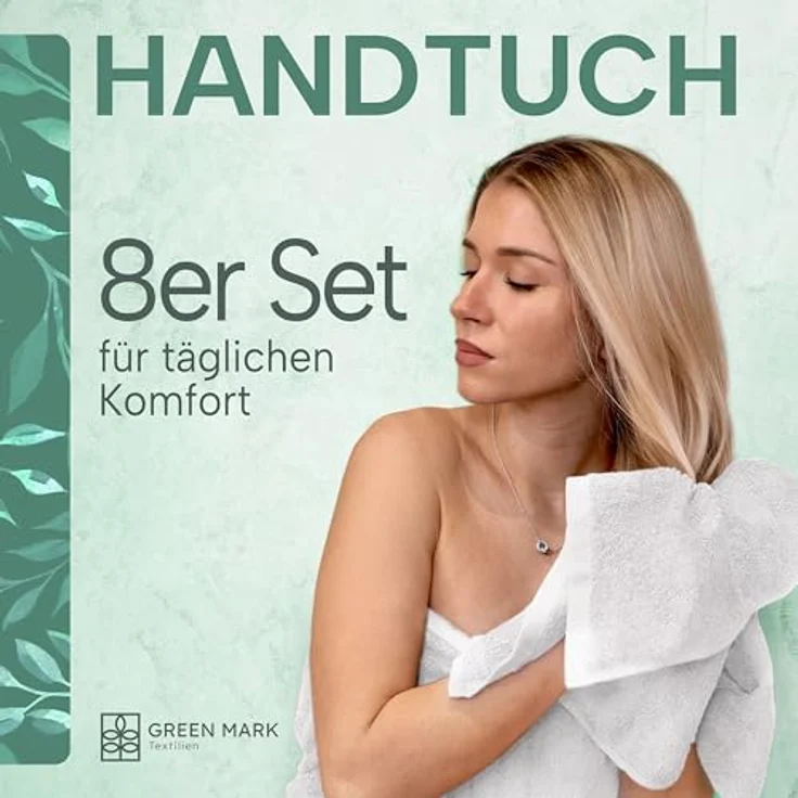 NatureMark 8er Spar-Pack Frottier Handtücher, Handtuch-Set, 50x100 cm, Weiß, 100% Baumwolle – Bild 3