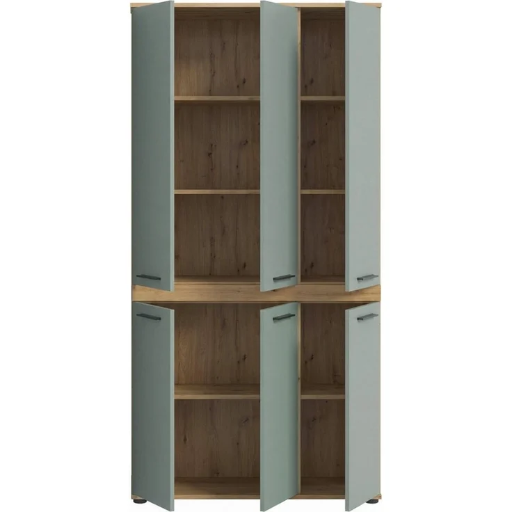 welltime Hochschrank LUCCA, Breite 90cm, 6 Türen, 10 Fächer, 6 Einlegeböden (große Typenauswahl, individuell mit weiteren Artikel kombinierbar) Badschrank, Badmöbel, Badezimmer, Universalschrank, Mehrzweckschrank – Bild 4