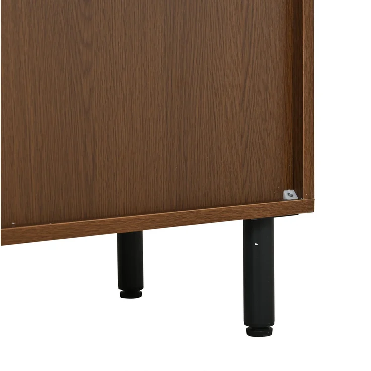 DESVIAE Sideboard mit 4 Türen 160x80x35 cm aus Spanplatte Nussbaumfarben/Schwarz – Bild 9