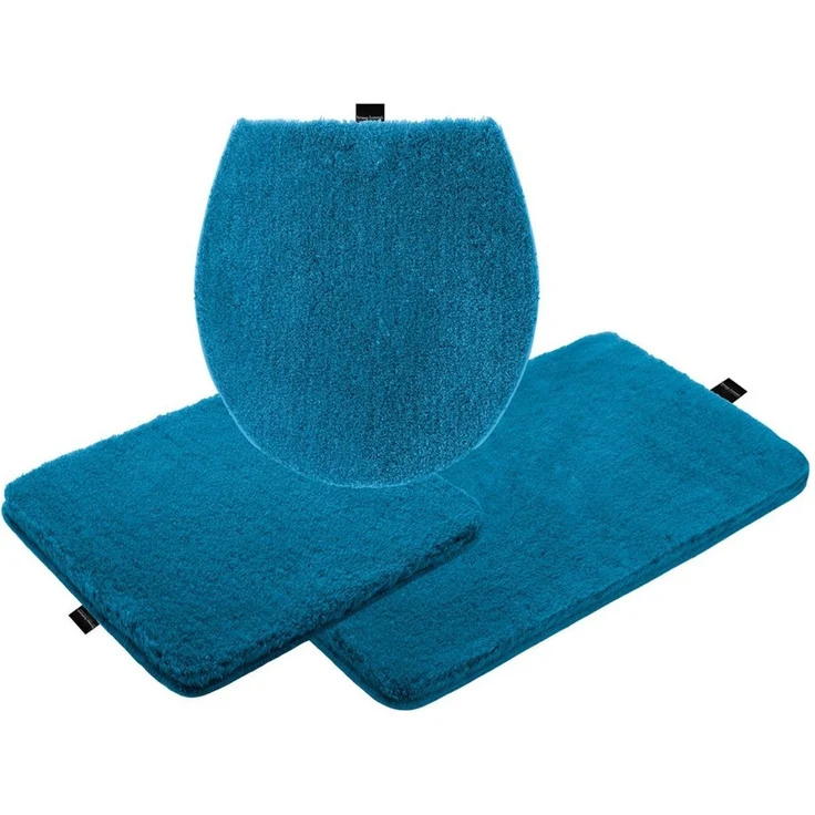 Bruno Banani Badematte Lana Premium, Badvorleger, Badezimmer Teppich, Höhe 30 mm, rutschhemmend beschichtet, schnell trocknend, strapazierfähig, fußbodenheizungsgeeignet, Polyacryl, rechteckig, 3-tlg. Hänge-WC Set, Badteppich, Badematten, unifarben, re... – Bild 2