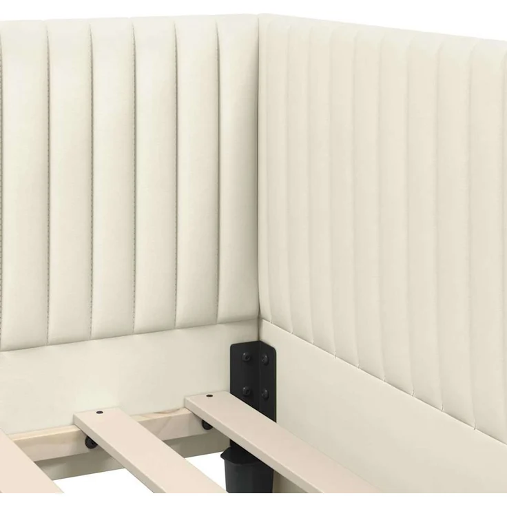 vidaXL Eckbettgestell mit Matratze 2 pcs Creme Samt 3393815 – Bild 10