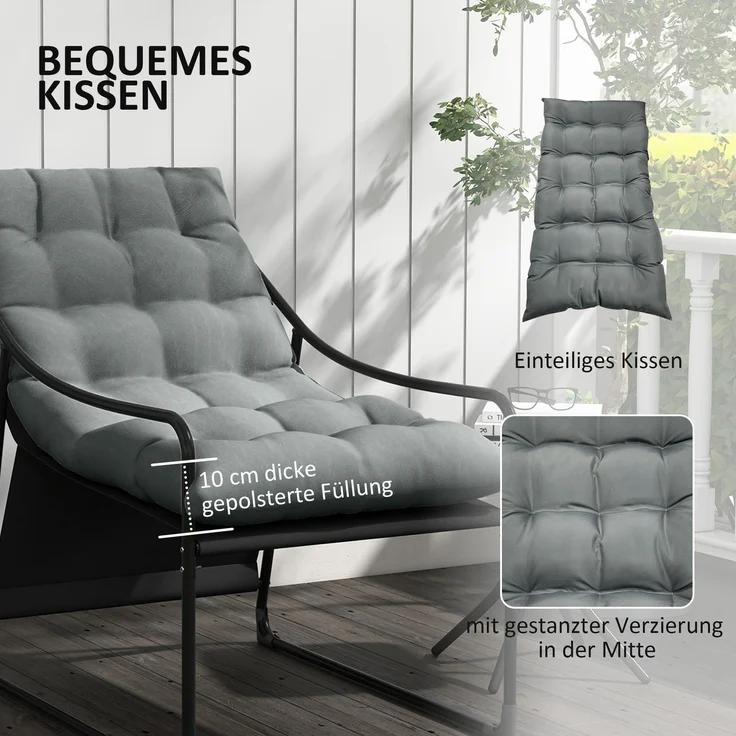 Outsunny Gartensessel, Stahl, Polyester, Grau, 62L x 110B x 88H cm – Bild 4
