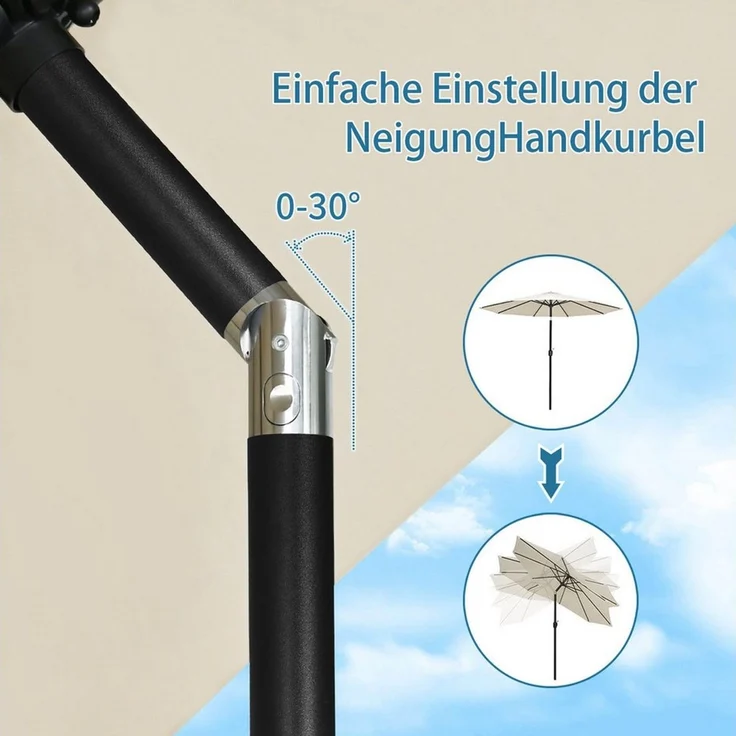 Angel Living Sonnenschirm Ø 300 cm, UV-Schutz 50+, Rund, aus Polyester, für den Balkon, den Strand, den Garten oder die Terrasse, 4.7kg – Bild 3