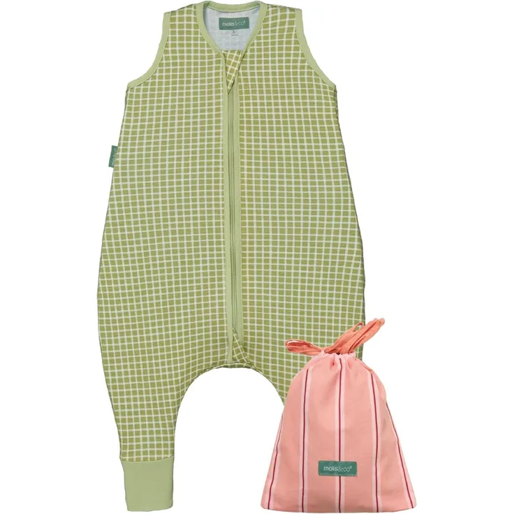 molis&co - Baby Schlafsack mit Füßen 0.5 TOG - Sommerschlafsack für Jungen - Kinder Babyschlafsack mit Beinen - 100% Baumwolle (Oeko-TEX 100), Premium Qualität - Pistacchio (117 cm)