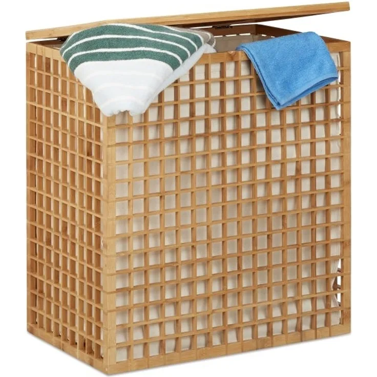 Bambus Wäschesammler mit 2 Fächern