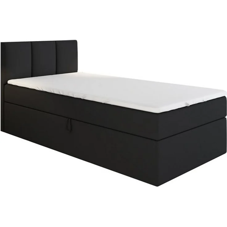 A&J MöbelLand GmbH Boxspringbett Einzelbett NASI mit Bettkasten, Topper und gepolstertem Kopfteil. (Boxspringbett mit Bettkasten und gepolstertem Kopfteil. Gratis Topper – nur jetzt erhältlich!, Kostenlose Lieferung! TOP ANGEBOT), Länge 208 cm Höhe 106 cm – Bild 4