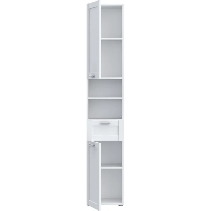 Seitenschrank >LOKKO< 2 Türen, 1 Schub, 2 Fächer, Weiss - 35,2x190,5x31,3cm (BxHxT) – Bild 4
