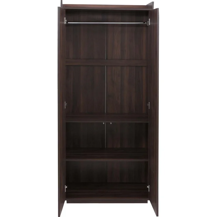 Schrank HWC-P44, Kleiderschrank Garderobenschrank 2 Türen Push-to-open, MDF 184x80x40cm ~ Walnuss-Optik – Bild 8