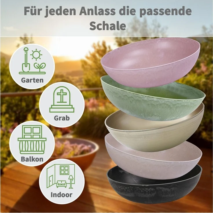 matches21 HOME & HOBBY Blumentopf Runde bauchige 20 cm Pflanzschale für draussen, alt-rosa marmoriert (2 St), Wetterfeste Blumen-Schale als moderne Gartendeko Grabschmuck – Bild 3