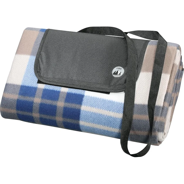 Cilio Picknickdecke Beach, Unterseite wasserabweisend, Outdoor Decke Polyester, weiche Oberfläche, mit Klettverschluss und Trageriemen, Geeignet für Picknick, Strand und Camping, 200x200 cm, Braun – Bild 1