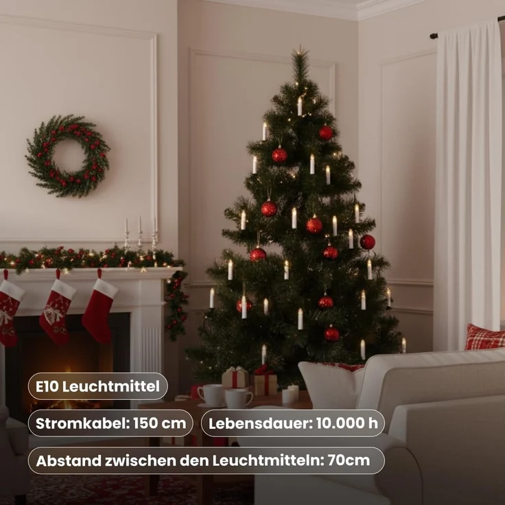 LED-Kerzenkette indoor, 25teilig, warmwhite Univer – Bild 5