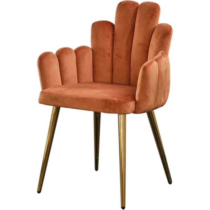 KAWOLA Stuhl FREJA Esszimmerstuhl Velvet orange Fuß gold 86 x 55 x 59 cm – Bild 3