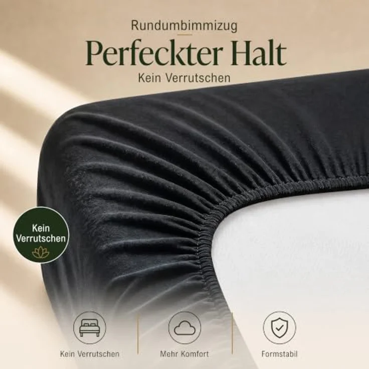 MALIKA® Spannbettlaken 120x200cm Baumwolle Jersey, Matratzenhöhe bis 28 cm, Oeko-Tex zertifiziert, faltenfreies Liegen – Bild 3