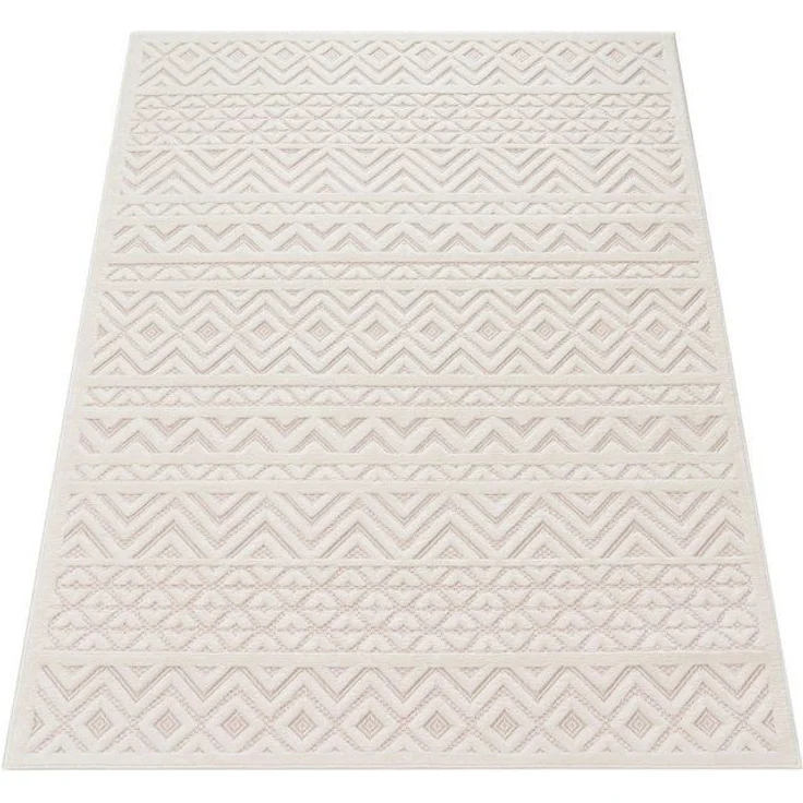 Paco Home Teppich Livorno 673, rechteckig, Höhe: 14 mm, Uni-Farben, Scandi, Rauten Muster, Hoch-Tief Effekt, Outdoor geeignet – Bild 4