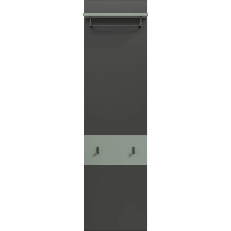 Garderobenpaneel >Canu< in Basalt Grau / Smoke Green - 165x45x29cm (BxHxT) – Bild 2