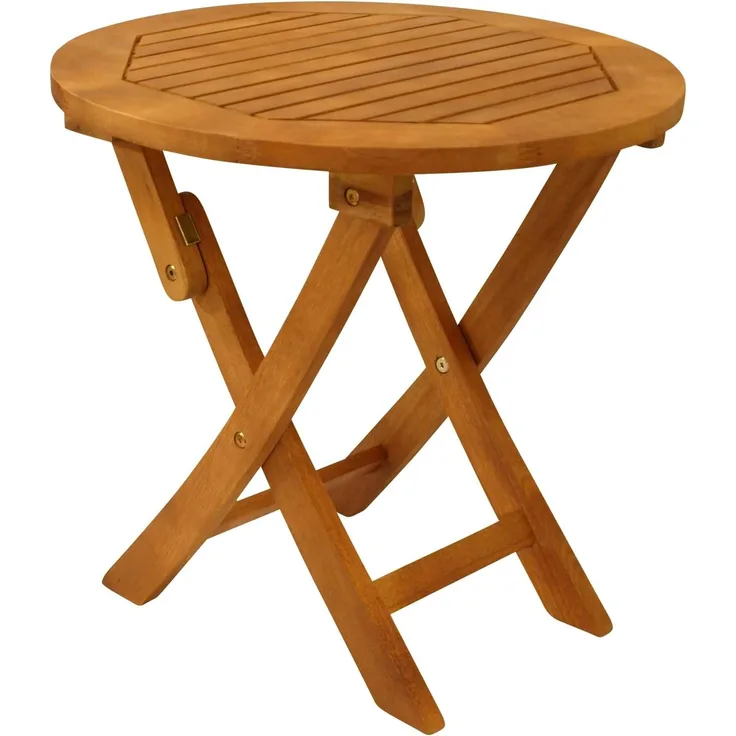 Klapp - Beistelltisch SAIGON 48cm rund, Eukalyptus geölt,