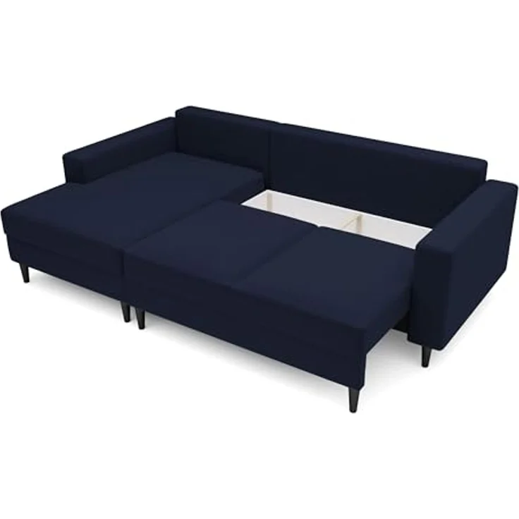 Selsey - Nalika L-förmiges Eckschlafsofa mit einem Behälter aus marineblauem hydrophobem Velours auf der linken Seite – Bild 7