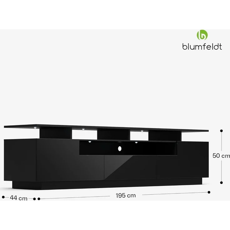 blumfeldt Lowboard Perth Lowboard Fernsehschrank 195 x 44 x 50 cm, Fernsehschrank weiß TV-Schrank 3 Schubladen 195 x 44 x 50 cm (BxHxT) – Bild 7