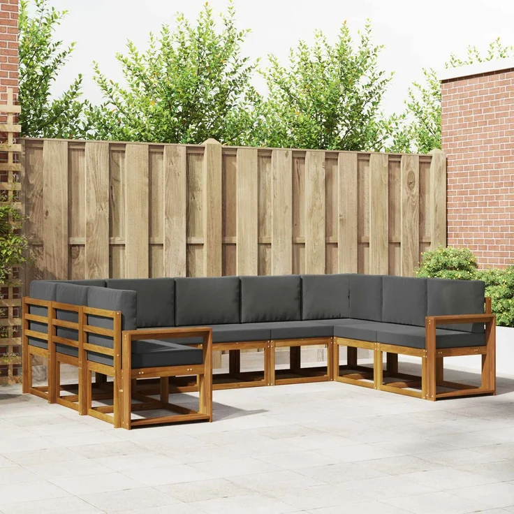 vidaXL Outdoor-Sofagarnitur 9 stk. 9-Sitzer Natur und Anthrazit 3366990 – Bild 1