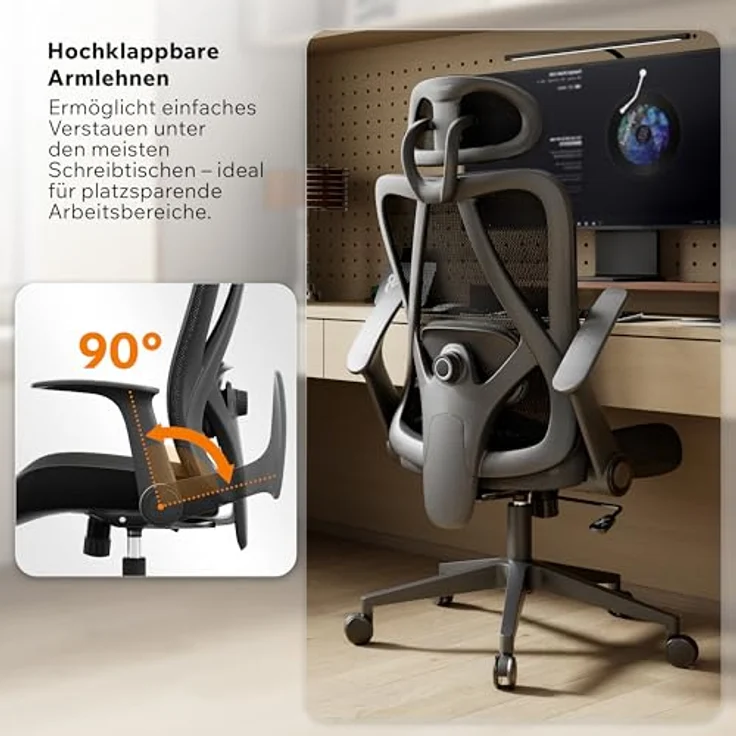 SENSE7 Gaming Stuhl Bürostuhl Ergonomisch Schreibtischstuhl Office Chair Chefsessel Drehstuhl Schreibtischsessel Verstellbar für Home Office Gamer bis 150kg Computerstuhl Bürosessel - Noxo Schwarz – Bild 6