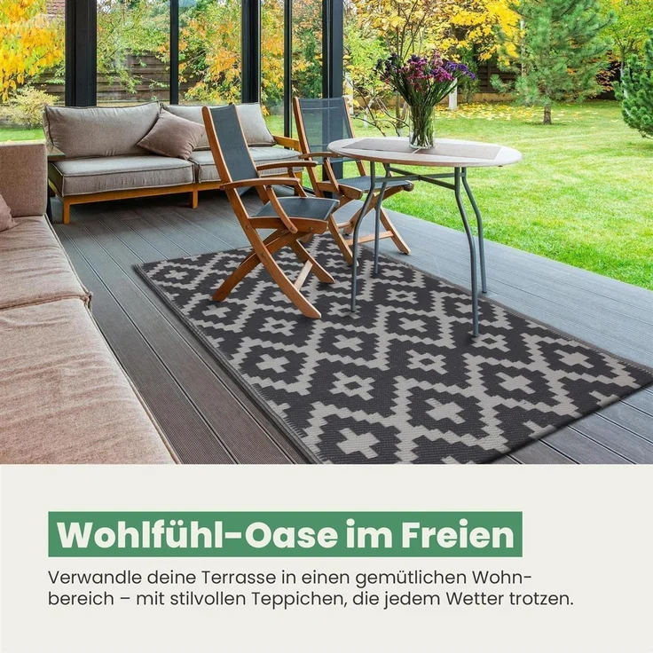 Bestlivings Outdoor Teppich Wetterfest und UV-Beständig ( 120x180cm / Ethno ) Teppich aus Kunststoff für Garten, Balkon, Terrasse - Outdoorteppich – Bild 5