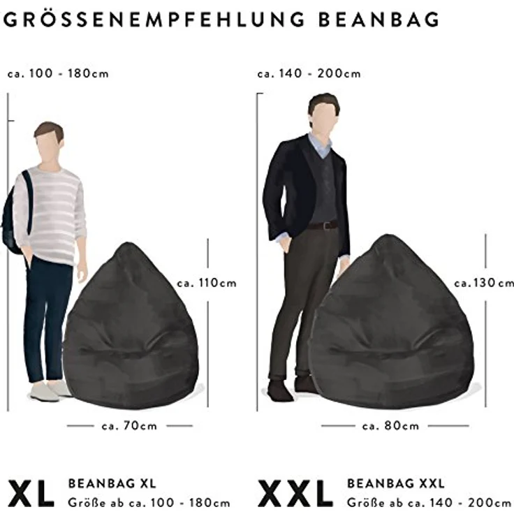 Sitting Point Sitzsack Beanbag Jamie, Outdoor-Sitzsack mit 220 l Volumen, braun, Polyester-Hülle, formstabile Polystyrol-Füllung – Bild 2