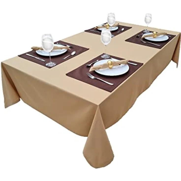 Hochwertige Tischdecke Tischwäsche aus 100% Baumwolle Kollektion Konzept, Farbe & Größe wählbar (Tischdecke - 150x220cm, Camel) – Bild 5