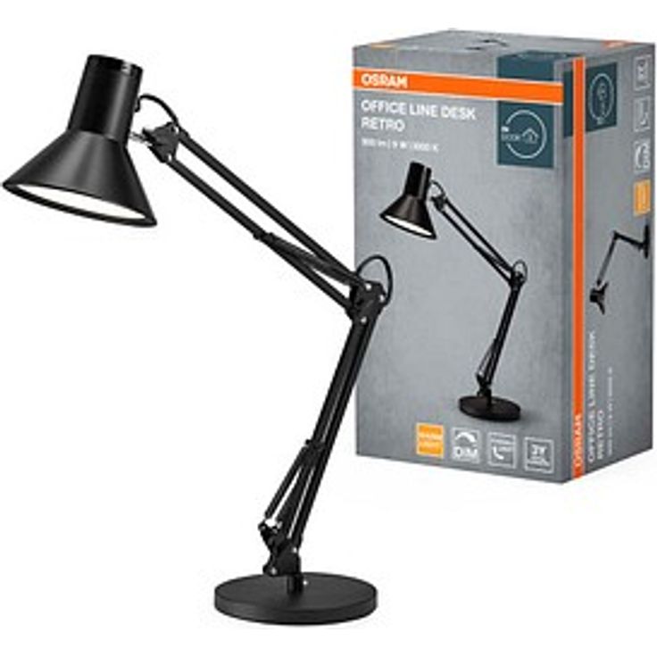 OSRAM Office Line Desk Retro, LED Tischlampe schwarz, 9 W mit Dimmer und warmweißem Licht