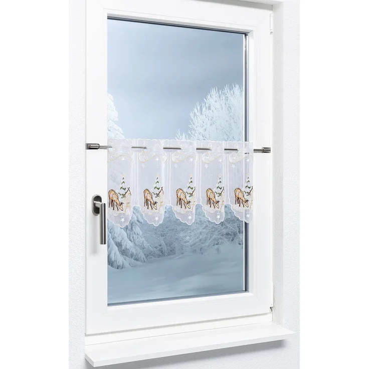 Scheibengardine Plauener Spitze - Futterkrippe (Bx H) 226.80cm * 30cm Braun/terrabraun – Bild 2