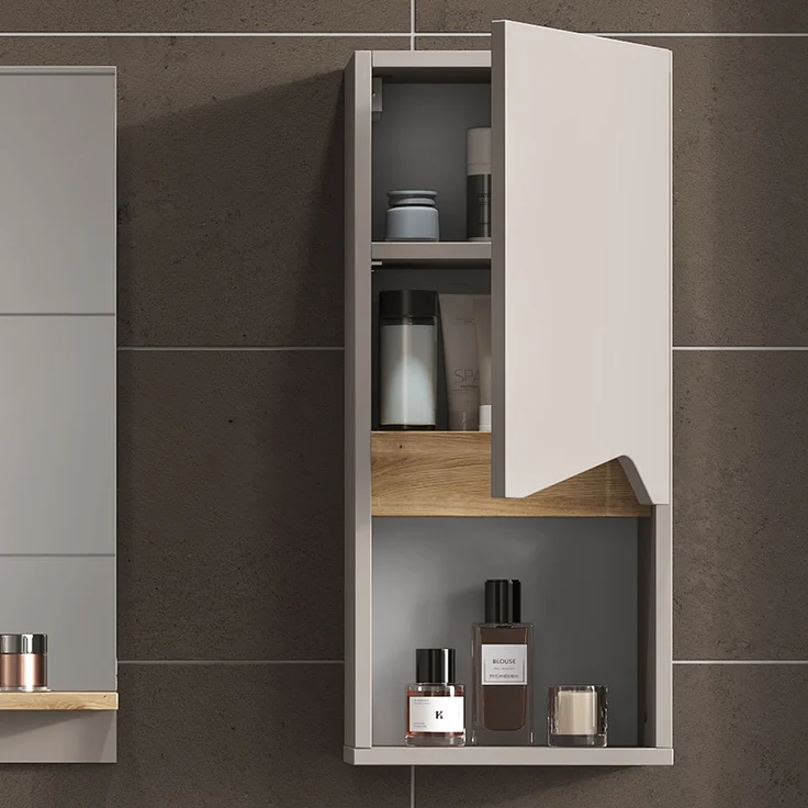 Badschrank Marelle Greige 30 x 67 cm mit Tür und offenem Fach Vicco – Bild 5