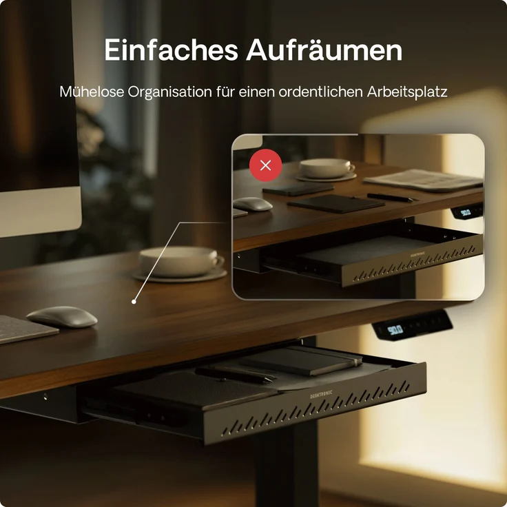Schubladen-Organizer unter dem Schreibtisch, 41 x 27 x 5 cm, Hochwertiger Stahl, Ausziehbarer Platzsparer Schwarz – Bild 3