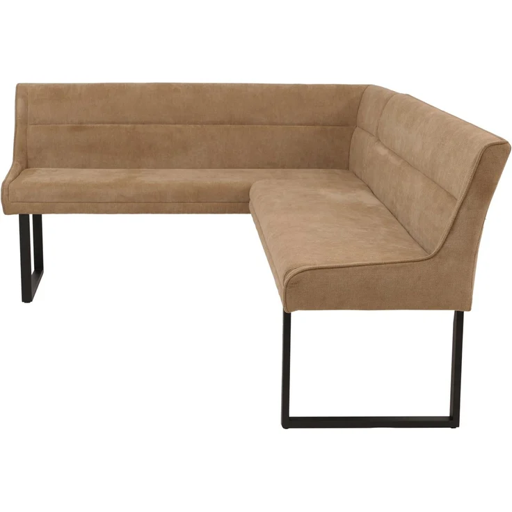 Eckbank HWC-O81, Esszimmerbank Bank, Öko-Tex (310g/m²) Chenille Stoff/Textil Metall 159x210cm ~ hellbraun – Bild 8