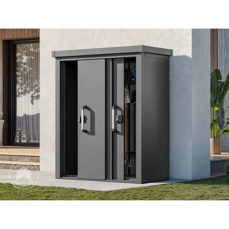 GFP Primeyard Geräteschrank Metall 150x78x161 cm Gartenschrank Schiebetür anthrazit inkl. Fußboden