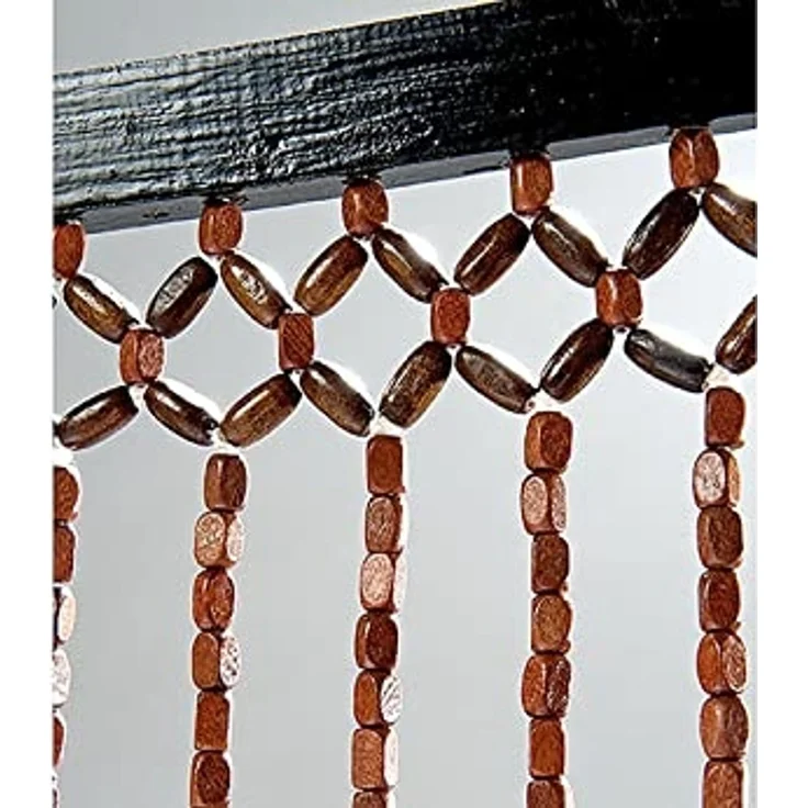 Kobolo Türvorhang Holzperlenvorhang Valencia mit Zackenmuster 90x200 (1 St), Ösen, transparent – Bild 5