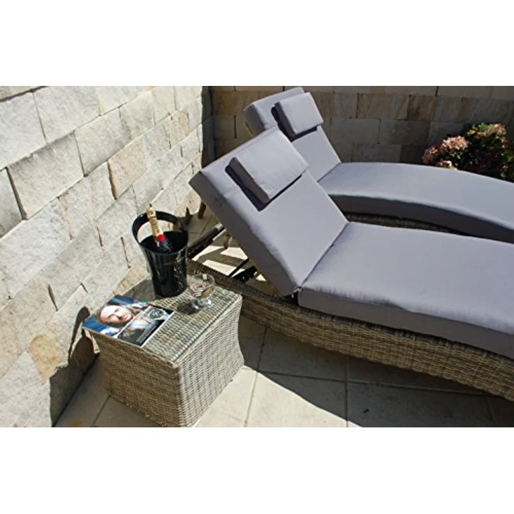 Ragnarök Möbel-Design Gartenliege Sonnenliegen Set, 3-teilig, Kopfteil in 5 Stufen verstellbar, Auflagen ca. 16 cm dick – Bild 7
