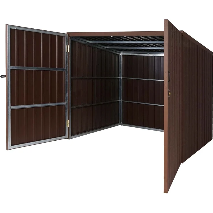 WPC-Fahrradgarage HWC-J29, Geräteschuppen Fahrradbox, Metall Holzoptik abschließbar ~ 4 Räder 172x213x160cm braun – Bild 7