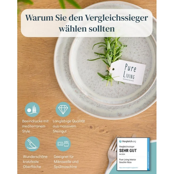 PURE LIVING INTERIOR DESIGN Geschirr-Set Ibiza Becher, 6er-Set, 350 ml, Beige, Steingut (6-tlg), 6 Personen, Steingut – Bild 2