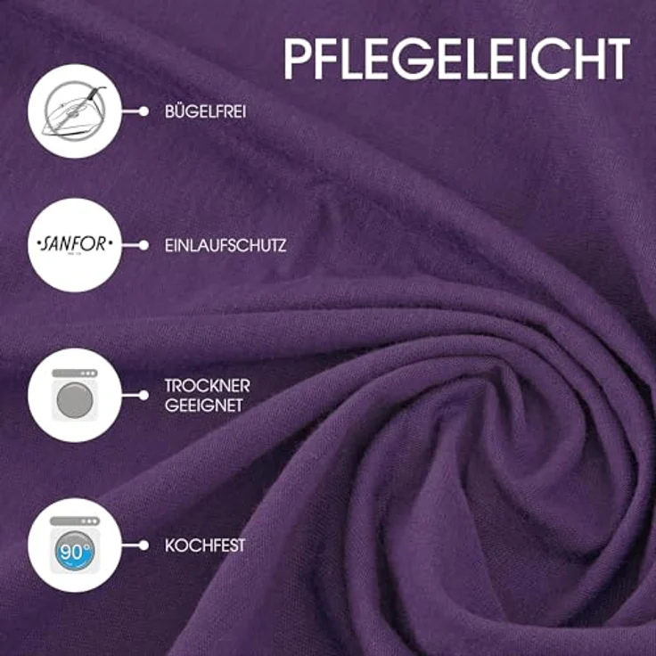CelinaTex Jersey Spannbettlaken Lucina für Kids Doppelpack 60x120-70x140 cm lila 100% Baumwolle gekämmt superweich Spannbettbezug, Leintuch, Bettlaken, elastisch, Strech, Oeko-Tex – Bild 6