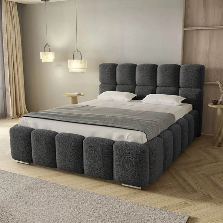 thematys Polsterbett mit Bettkasten & Lattenrost – Stauraumbett 200x200cm, Schwarz – Bild 6