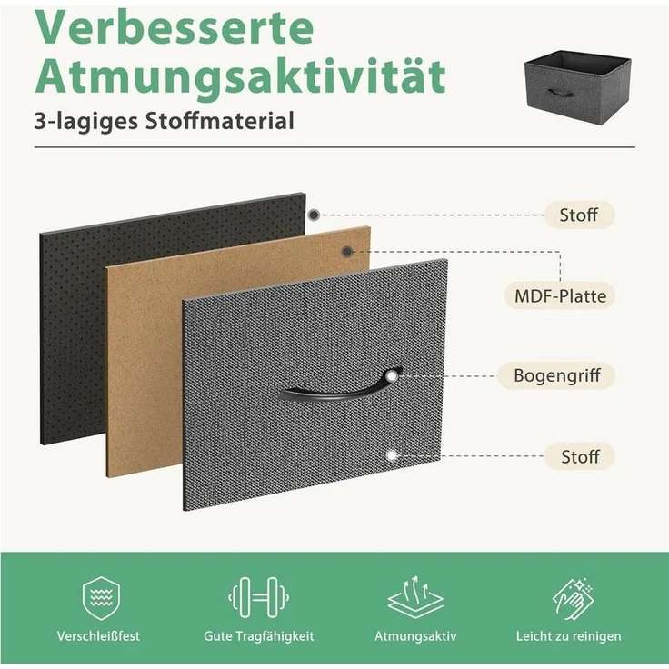 DUMOS Stauraumschrank Kommode mit Stoffschubladen, Stoffkommode für Schlafzimmer Geeignet Schubladenschränke – Bild 3