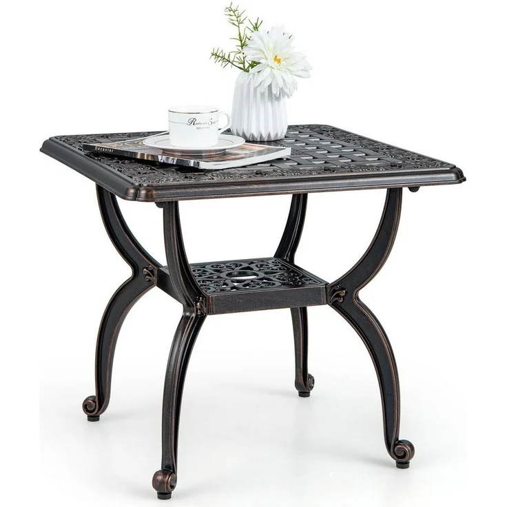 COSTWAY Gartentisch, Bistrotisch mit Ablagefläche, 53 x 53 x 48 cm – Bild 1