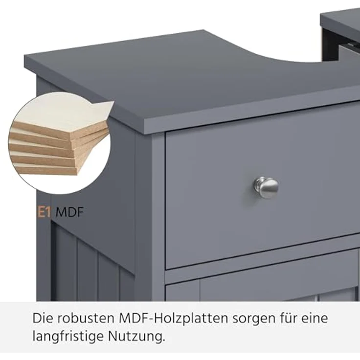 Yaheetech Waschbeckenunterschrank mit Schublade und 2 Türen, Dunkelgrau – Bild 8