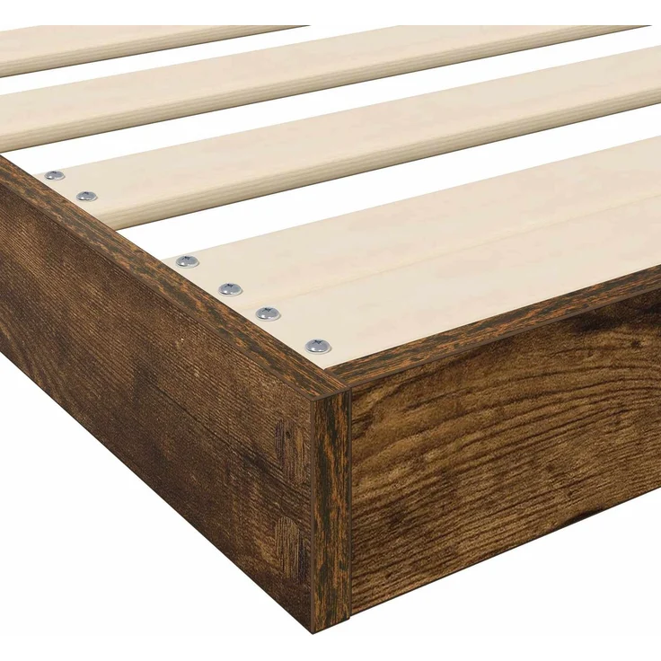 vidaXL Bodenbettrahmen, Holz Geräucherte Eiche Braun, 71,5x190 cm – Bild 9