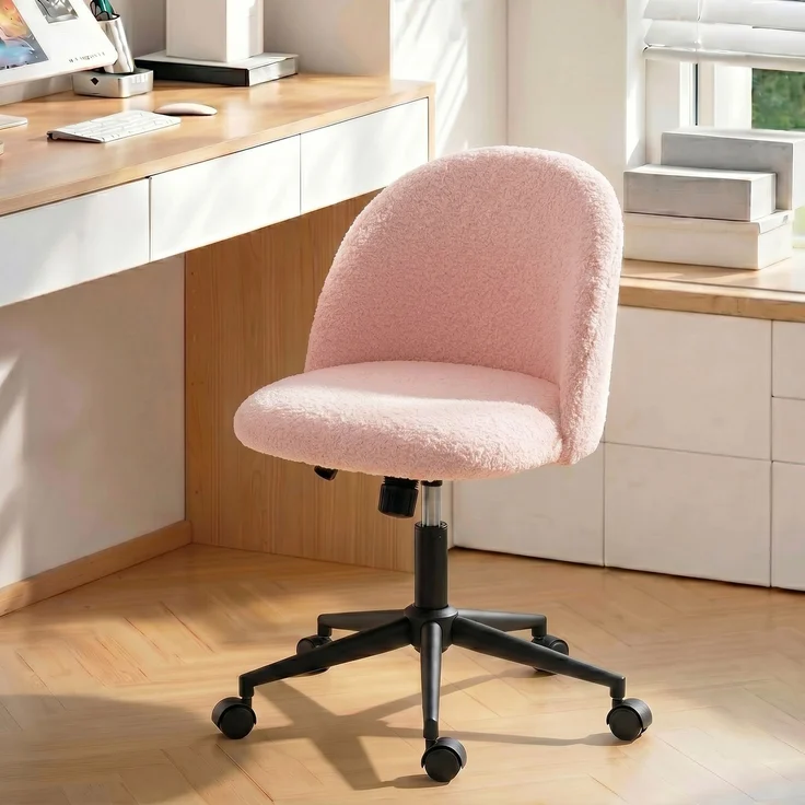 MELAYR, Schreibtischstuhl, Höhenverstellbarer Drehstuhl, Bis 120 Kg, Rosa, 59 x 52 x 84.5 cm, Pink – Bild 3